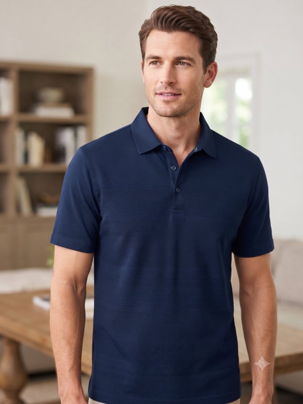 Hart Schaffner Marx Navy Blue Cotton Polo Shirt Size Small